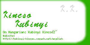 kincso kubinyi business card